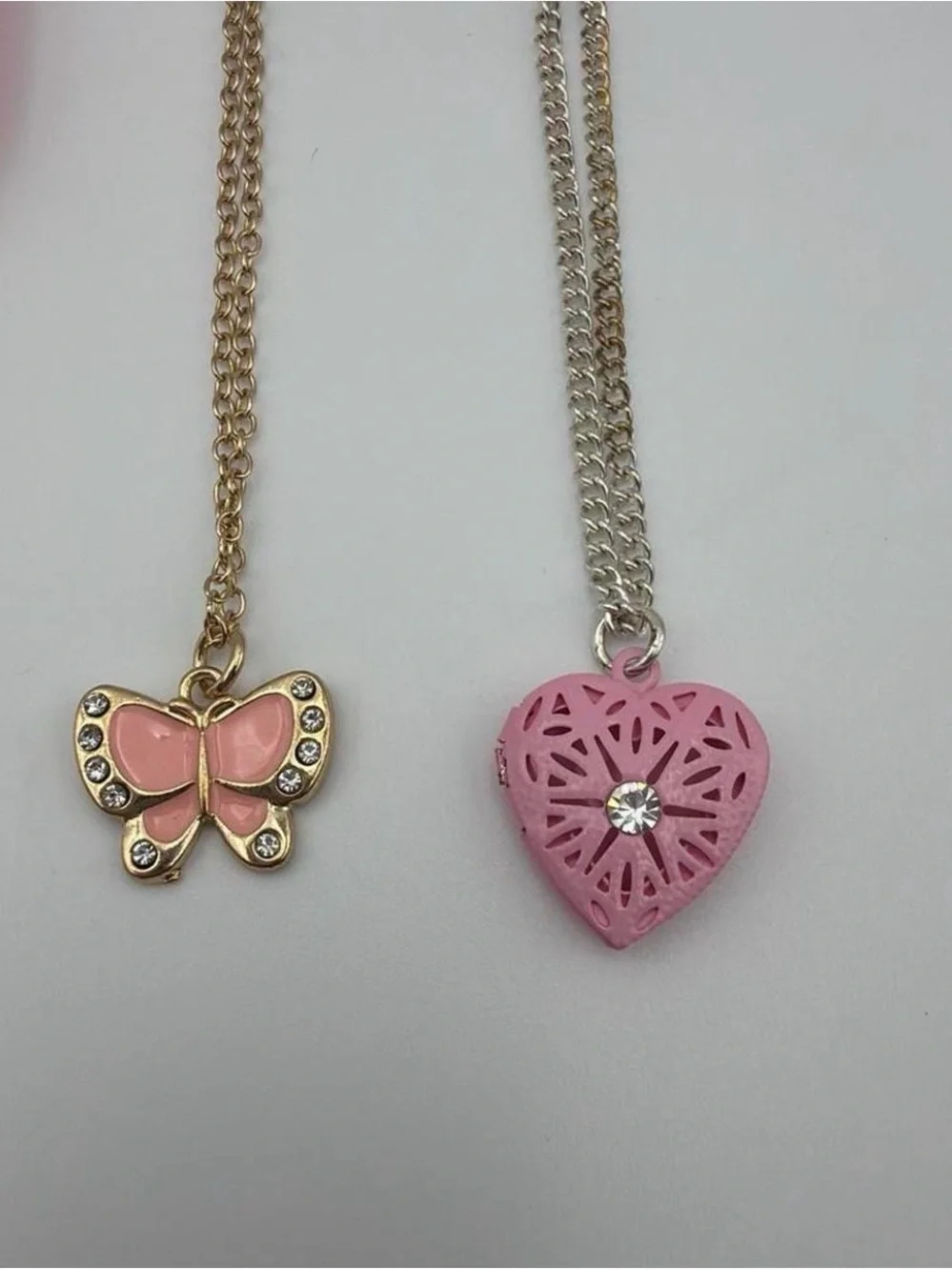 Pink Kids Necklace and Bracelet Charm Set